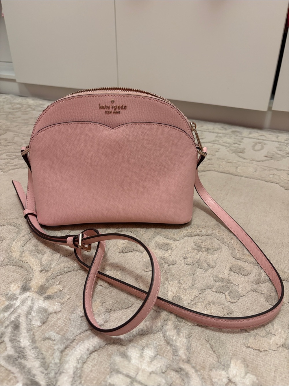 Kate Spade Payton Saffiano Leather Dome Crossbody Bag - Light Pink